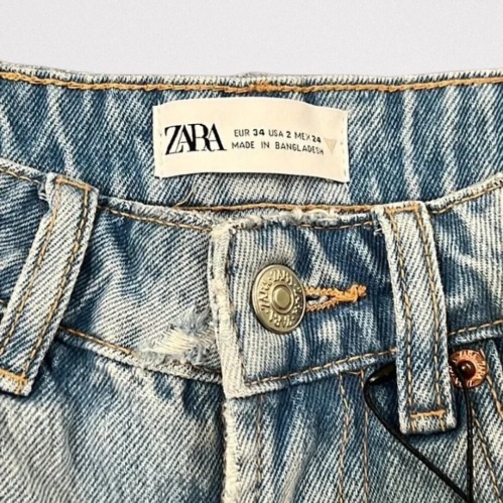 Z1975 Zara Women's Mom High Rise Denim Jean Shorts Light Wash EUR 34 - Picture 6 of 13